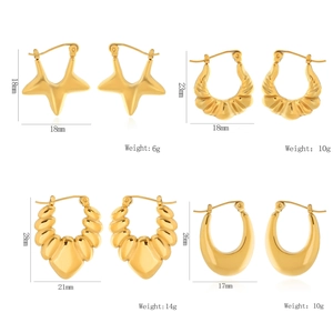 Gold plated stainless steel star and geometric hoop earrings set in various designs