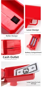 Detailed view of the internal roller mechanism and battery compartment of the red money gun