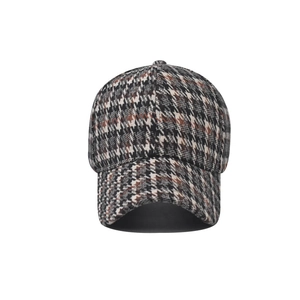Casquette de baseball classique en pied-de-poule épais noir, blanc et marron pour tous