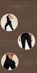 Detail des Yoga-Bodysuits mit überkreuztem Rücken und Pfirsich-Po-Design zur Formung