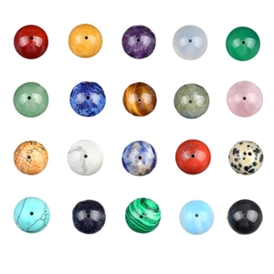 Variety of 12mm colorful stone beads with half-holes for DIY jewelry making