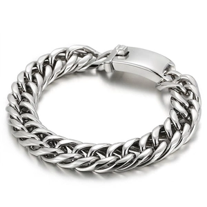 Cuban Link Bracelet 316L Stainless Steel Heavy Industrial Punk Hip Hop Street Style Jewelry For Men Polished Matte Finish