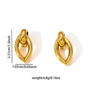 Boucles d'oreilles créoles en acier inoxydable plaqué or 18 carats avec dimensions