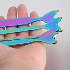 Polished rainbow stainless steel mermaid tail charm accessories for DIY bracelets