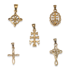 Celtic Knot Cross Pendant Necklace Accessory Gold Plated Stainless Steel For DIY Jewelry Making Vintage Religious Style