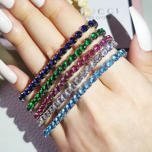 Five-color hip hop tennis bracelets with sparkling zircon stones worn on the wrist