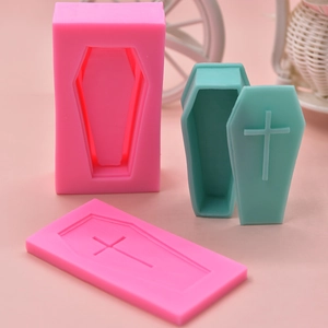 Halloween coffin silicone mold set with cross lid for DIY resin and candle making