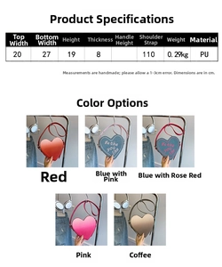 Spécifications de taille pour sac bandoulière en PU en forme de cœur multicolore