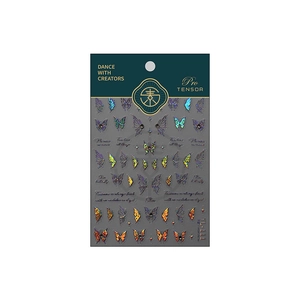 3D laser butterfly nail stickers with bow design and inspirational text TL-111