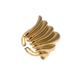 Minimalist gold wavy textured stainless steel open ring with adjustable band design