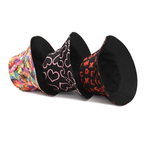 Chapeaux bob réversibles en coton avec motifs papillon et cœur pour femmes