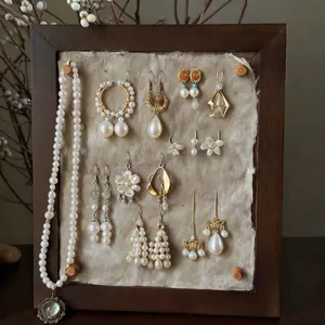 Vintage Flower Tassel Dangle Earrings Copper Resin Glass Artificial Pearl Shell Ethnic Bohemian Jewelry With 925 Sterling Silver Earring Post