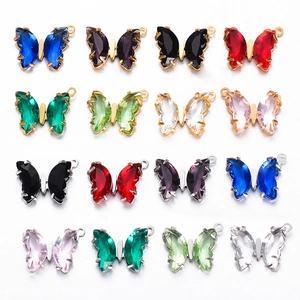 3D Butterfly Pendants Stainless Steel Colorful Zircon Crystal Animal Shape DIY Jewelry Making Findings Accessories