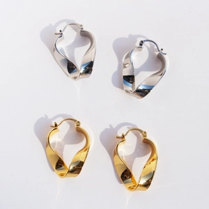 Twisted Irregular Geometric Hoop Earrings For Women Minimalist Brass Gold Silver Plated Hoop Earrings Trendy Jewelry Gift