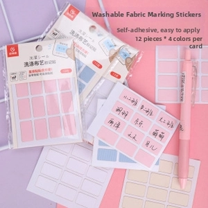 Self-adhesive washable fabric labels for clothing name tags in various pastel colors