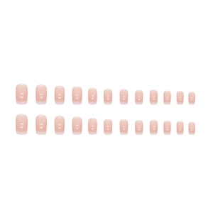 Short square light pink gradient press-on nails set with 24 pieces on white background