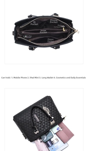 Detail of multi-compartment interior showing large capacity for iPad Mini and daily items