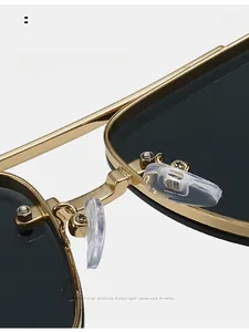 Detail of comfortable silicone nose pads on classic double-bridge men's sunglasses