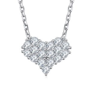 Exquisite 18K gold heart-shaped pendant necklace with pavé set moissanite stones