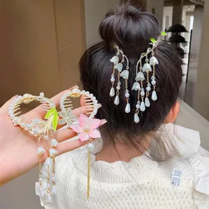 Pince à cheveux Hanfu avec glands de muguet et fleurs de cerisier pour chignons