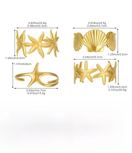 Detailed size guide for 18K gold plated stainless steel marine themed ocean bracelets