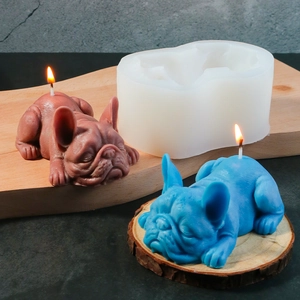 Pug dog silicone mold for DIY candles and plaster crafts featuring French Bulldog textures