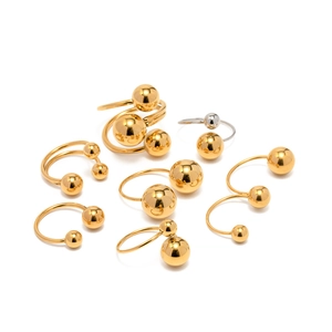 Minimalist gold and silver stainless steel rings with spherical ball designs