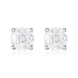 S925 sterling silver rose cut diamond stud earrings with classic four-prong setting