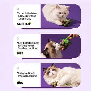 Grape-shaped cat toy with silvervine balls for dental cleaning and interactive biting play