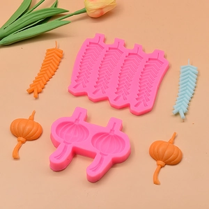 Pink silicone molds for traditional Chinese firecracker and lantern cake decorations