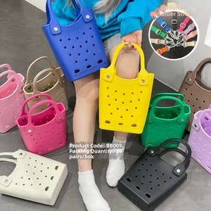 Selection of colorful EVA tote bags with round holes and detachable shoulder straps