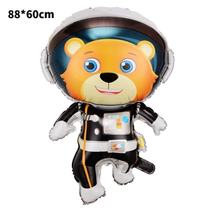 Space themed astronaut bear foil balloon 88x60cm for kids birthday party decoration