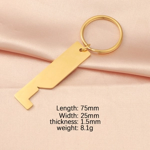 Detailed dimensions of the gold stainless steel keychain and phone stand with silk fabric