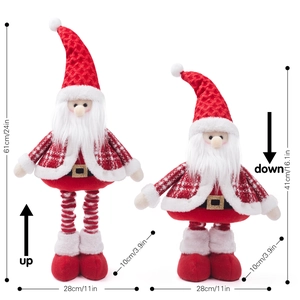 Verstellbare Weihnachtsmann-Puppe mit Teleskopbeinen, Höhe von 41 cm bis 61 cm variierbar