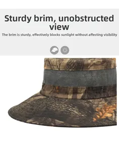 Detail view of breathable mesh and camo pattern on an outdoor fishing sun hat