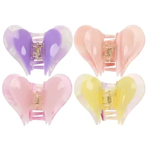 French Style Acetate Heart Shape Hair Claw Clip Double Layer Marble Pattern Elegant Shark Hairpin Accessories For Women