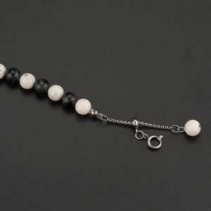 Hip hop titanium steel bracelet with natural stone beads and adjustable clasp link chain