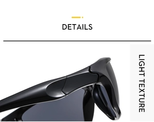 Close-up of durable hinges and light texture on Y2K cyberpunk wrap-around sunglasses