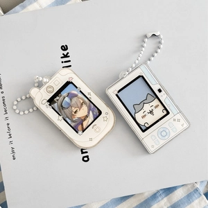 Acrylic Mini Photo Card Holder Keychain Retro Game Console Camera Shape Protective Sleeve Cute Cartoon Pendant Charm