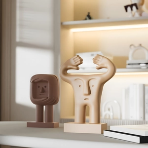 Figurines humanoïdes abstraites en résine avec finition mate pour décoration moderne