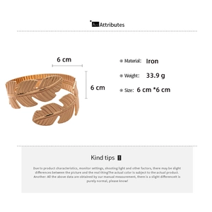 Detailed view of rose gold feather open bangle showing iron texture and engraving