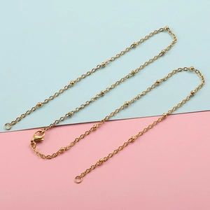 Bead Chain Necklace 304 Stainless Steel Gold Plated Mirror Polished Minimalist Fashion Jewelry For Men Women