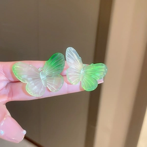 Sweet butterfly earrings in transparent green resin finish for women and girls
