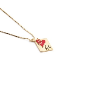 Collier Pendentif Enveloppe Cœur I Do Cuivre Plaqué Or Bijoux Romantiques Cadeau Pour Femmes Saint Valentin