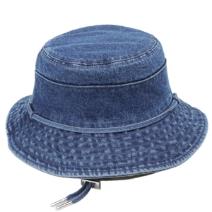 Cappello alla pescatora in denim lavato blu con coulisse regolabile e fibbia in metallo