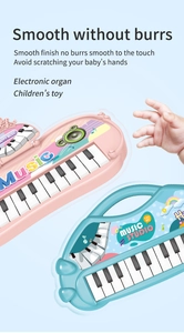 Macro detail of smooth edges on pink and blue toy pianos to prevent hand scratches