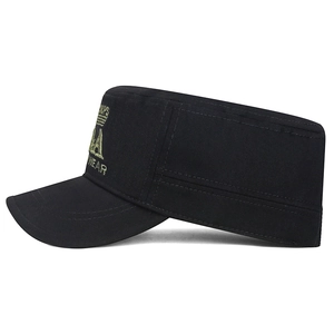 Klassische schwarze Militär-Mütze mit USA WEAR-Stickerei und Camouflage-Stil Leinwand