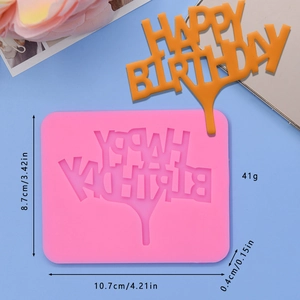 Pink Happy Birthday silicone mold for cake decorating and fondant chocolate toppers
