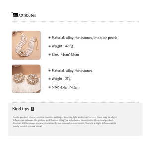 Spécifications de taille pour le collier de perles de luxe et boucles d'oreilles