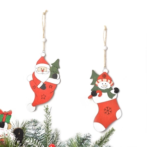 Décorations de Noël en bois découpées au laser avec Père Noël et bonhomme de neige